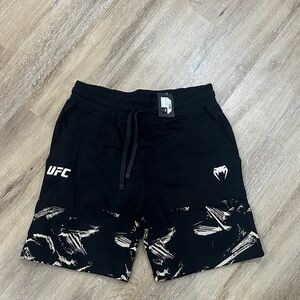 UFC Black and White Athletic Men's Shorts- sweatpant shorts